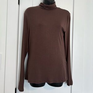 ICHI Brown Turtleneck Long Sleeve Top Basic‎ Soft Shirt Size Medium